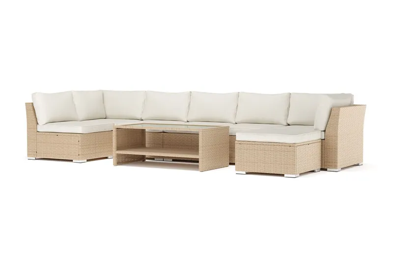 Wisconsin utomhus U-soffa 7-sits med vändbar divan - Beige — Comfort Garden