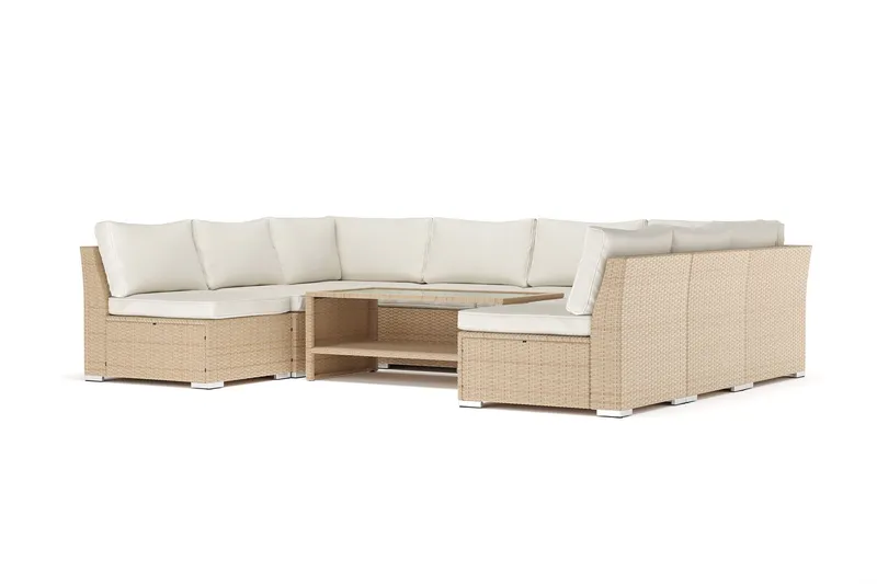 Wisconsin utomhus U-soffa 8-sits med öppet avslut - Beige — Comfort Garden