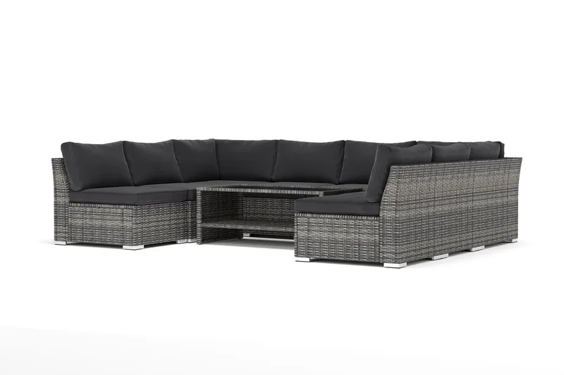 Wisconsin utomhus U-soffa 8-sits med öppet avslut - Grå — Comfort Garden