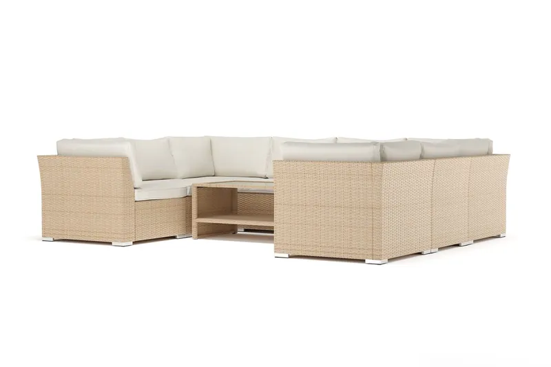 Wisconsin utomhus U-soffa 8-sits med stängt avslut - Beige — Comfort Garden