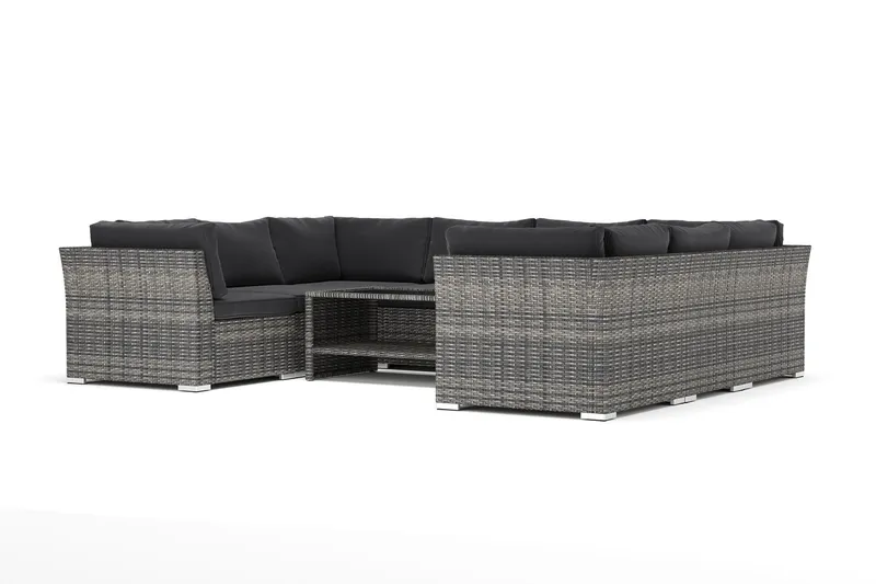 Wisconsin utomhus U-soffa 8-sits med stängt avslut - Grå — Comfort Garden