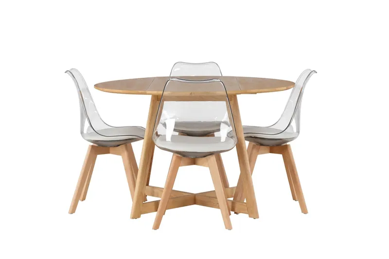 Yakidon Matgrupp 120 cm Rund med 4 Edvin stolar - Brun — Venture Home
