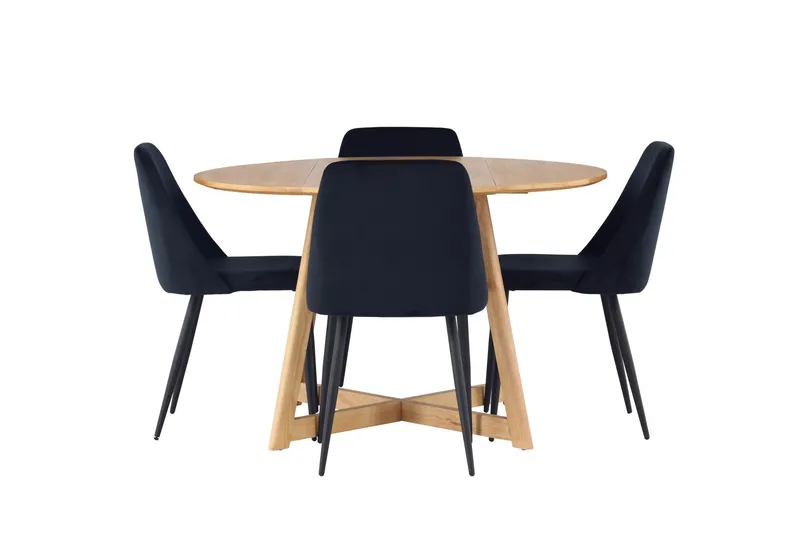 Yakidon Matgrupp 120 cm Rund med 4 Night stolar - Svart — Venture Home