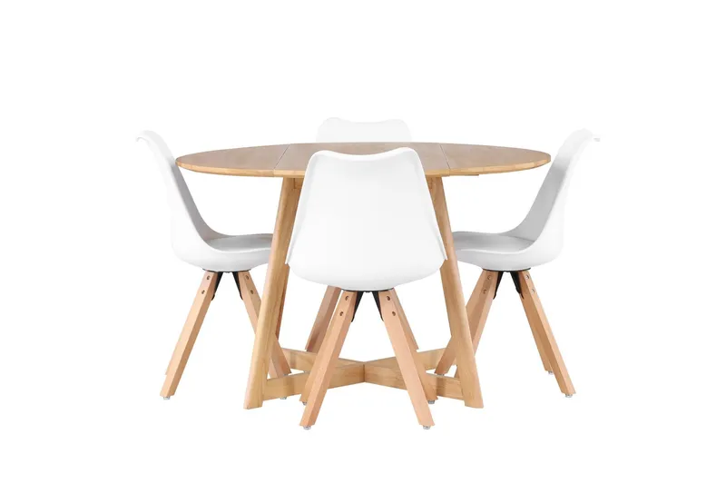 Yakidon Matgrupp 120 cm Rund med 4 Zeno stolar - Brun — Venture Home