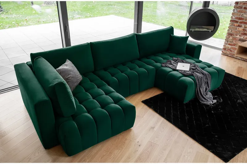 Yorktown U-bäddsoffa Divan Höger - Mörkgrön (Art.nr 1437893) — Mörkgrön