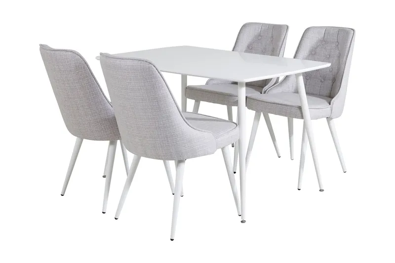Ypas Matgrupp 120 cm inkl 4 Valera Stolar - Vit/Grå — Venture Home
