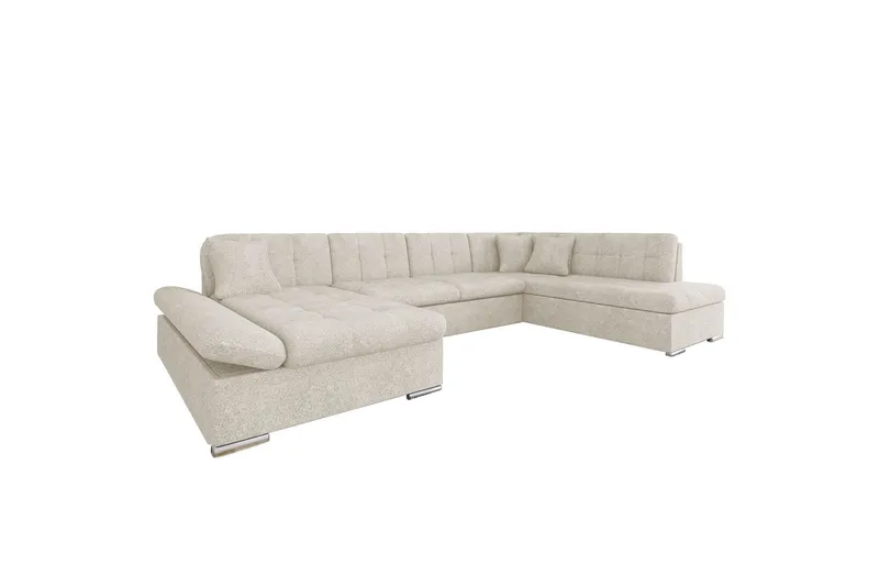 Zumar Bäddsoffa med Divan och Schäslong 4-sits i Bouclé - Beige (Art.nr 3079683) — Beige
