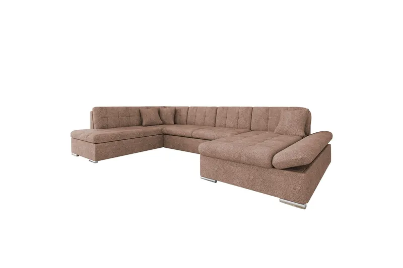 Zumar Bäddsoffa med Divan och Schäslong 4-sits i Bouclé - Rosa (Art.nr 3079758) — Rosa