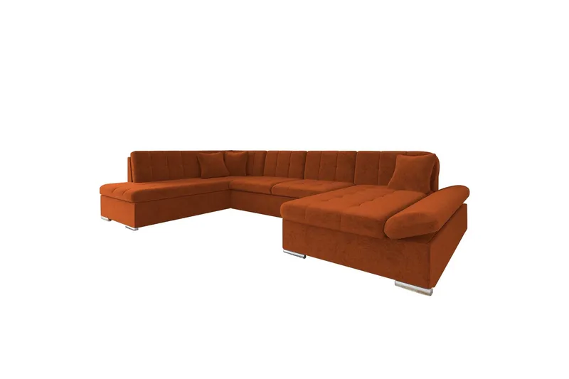 Zumar Bäddsoffa med Divan och Schäslong 4-sits i Chenille - Orange (Art.nr 3079729) — Orange