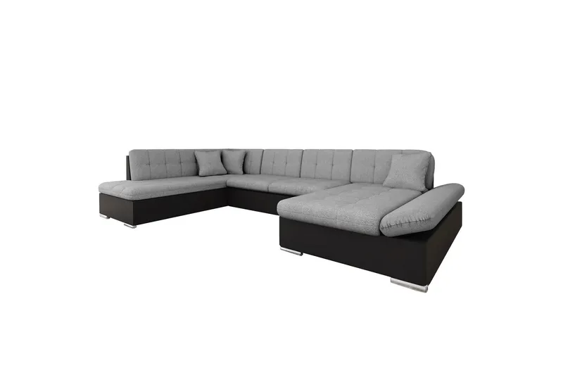 Zumar Bäddsoffa med Divan och Schäslong 4-sits i Konstläder - Svart/Grå (Art.nr 3079378) — Svart/Grå