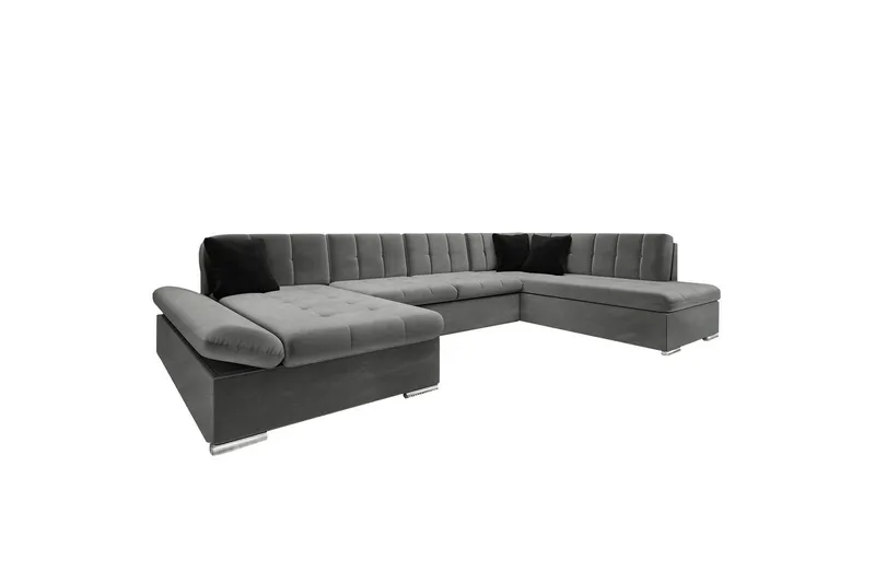 Zumar Soffa med Divan och Schäslong 4-sits - Mörkgrå/Svart — Mörkgrå/Svart