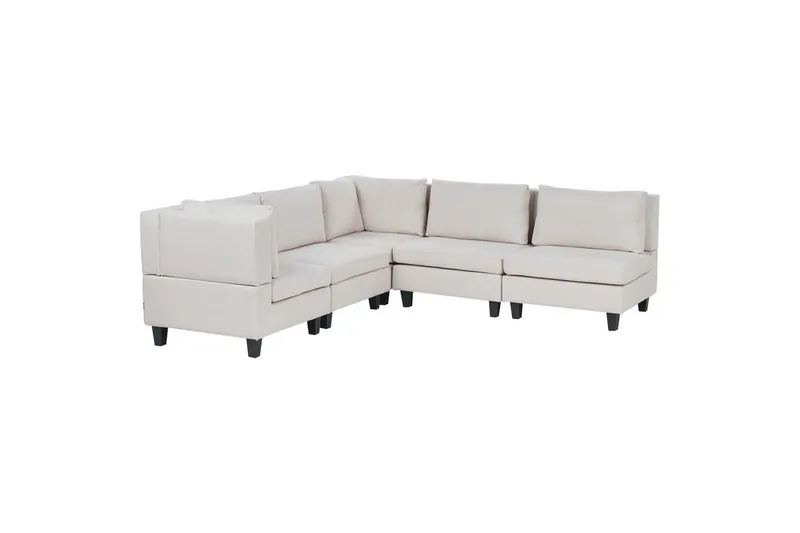 5-sits Hörnsoffa Unstad Beige/svart, Högervänd, Polyester - Beige/svart, Högervänd, Polyester — Beige/svart, Högervänd, Polyester