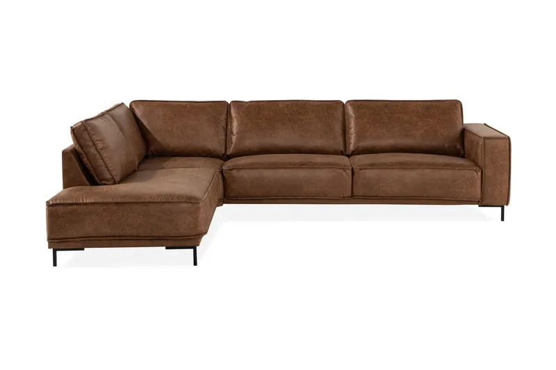 Akron 2,5-sits Soffa med Schäslong Vänster Bondedläder - Brun — Manor House