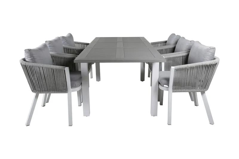 Albany Förlängningsbar Matgrupp Utomhus 152cm + 6 Virya Stolar - Svart/Natur — Venture Home