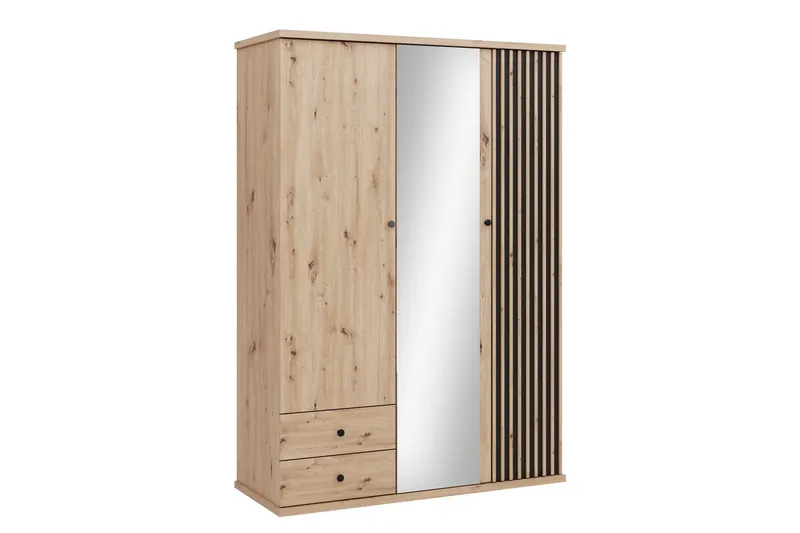 Aldbrough Garderob med Spegel 150x213 cm - Brun/Svart — Brun/Svart
