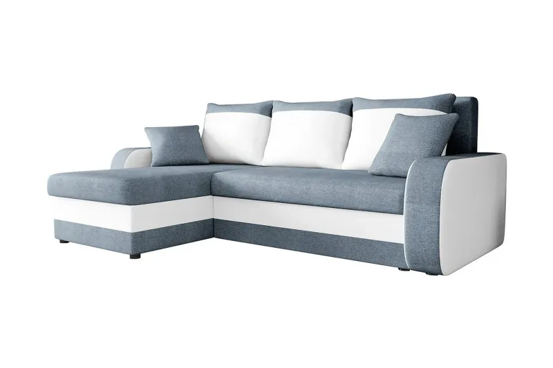 Alvared 3-sits Hörnbäddsoffa Universal - Blå/Vit — Majestic Furniture