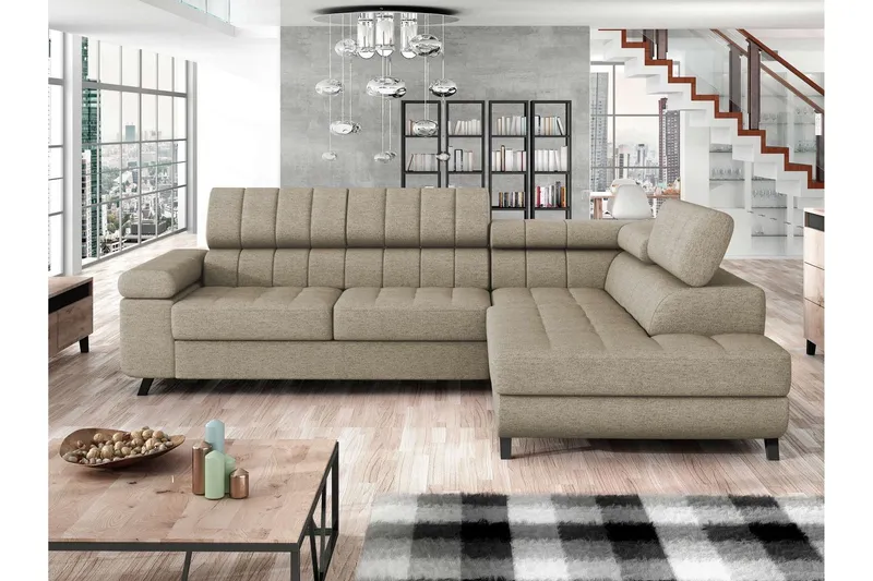 Amshyttan Bäddsoffa m. Schäslong 3-sits - Beige — Beige