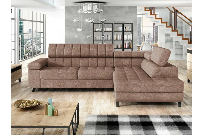 Amshyttan Bäddsoffa m. Schäslong 3-sits - Brun (Art.nr 3099305) — Brun