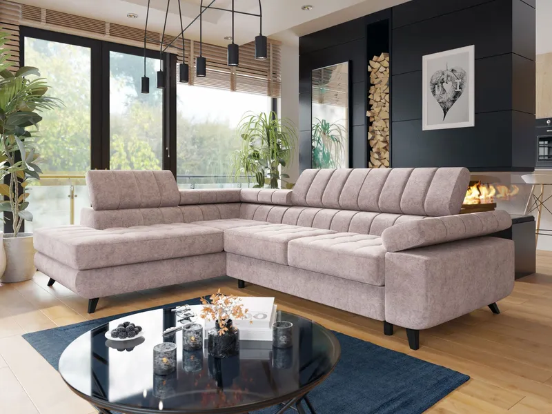 Amshyttan Bäddsoffa med Schäslong 4-sits - Rosa (Art.nr 3111411) — Rosa