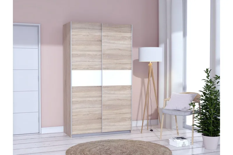 Amyracle Garderob 62x121 cm - Vit/Brun/Grå — Vit/Brun/Grå