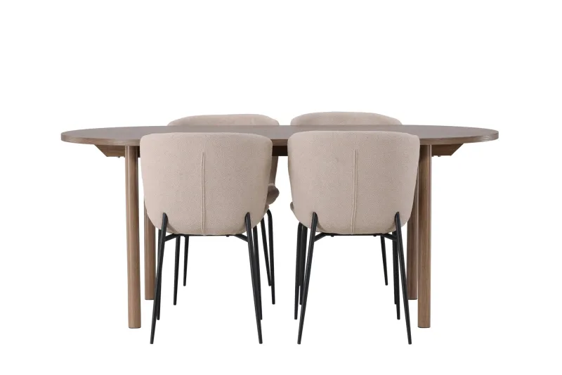 Andy Matgrupp 180 cm Oval med 4 Modesto stolar - Beige — Venture Home
