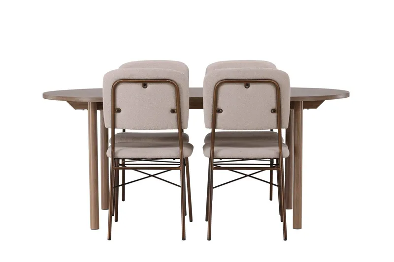 Andy Matgrupp 180 cm Oval med 4 Seda stolar - Beige — Venture Home