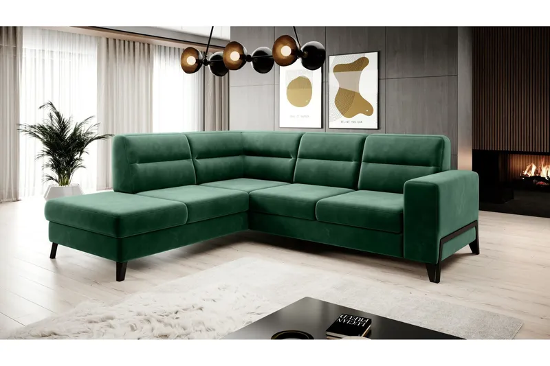 Anglika Soffa m. Schäslong 4-sits - Grön (Art.nr 1599026) — Grön