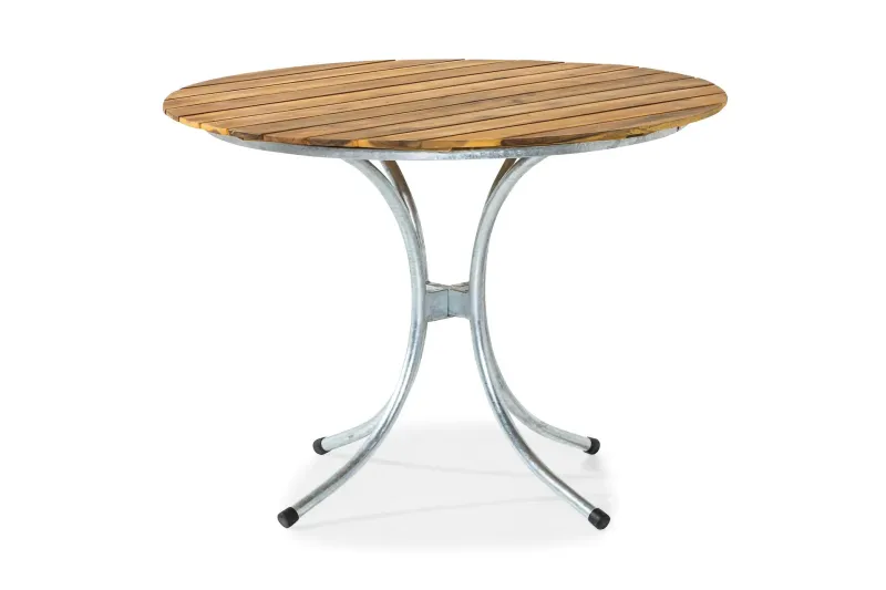 Arild Litet Runt Matbord Utomhus 110 cm - Utebord i Akaciaträ för Trädgård och Altan - Ljusbrun Natur — Comfort Garden