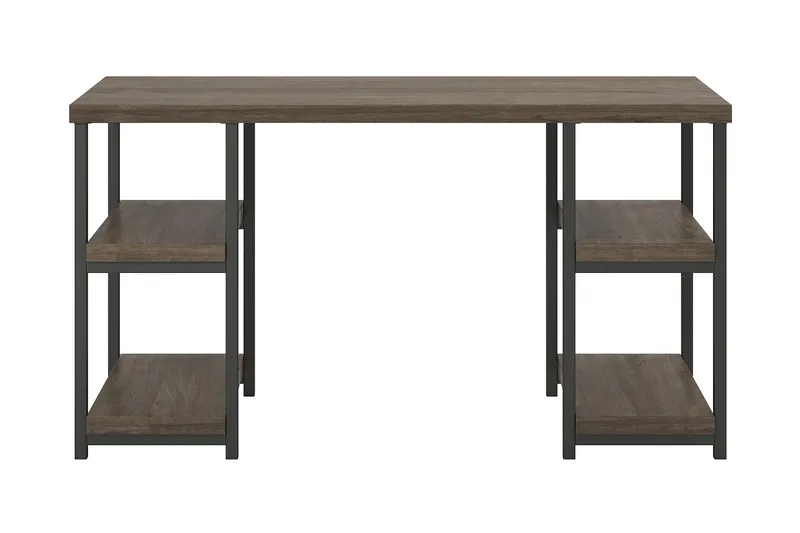 Ashlar Skrivbord 137 cm med Förvaring 4 Hyllor Brun/Svart - Dorel Home — Dorel Home