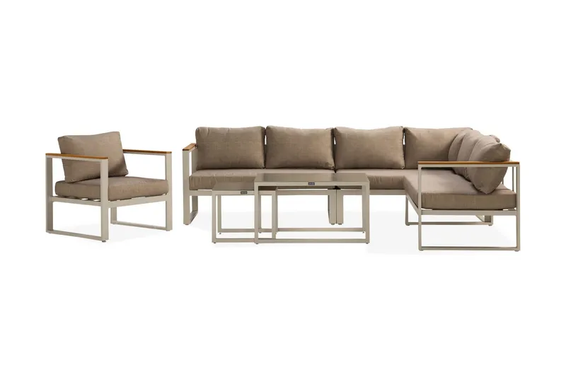 Aspvik Stor Loungegrupp Utomhus – 7-sits Loungeset i Aluminium — deNoord