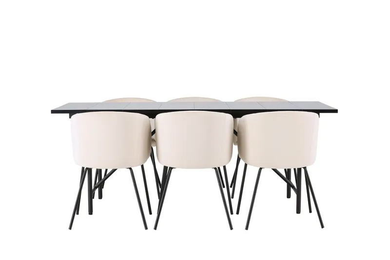 Astrid Matgrupp 200 cm Rektangulär med 6 Berit stolar - Beige — Venture Home