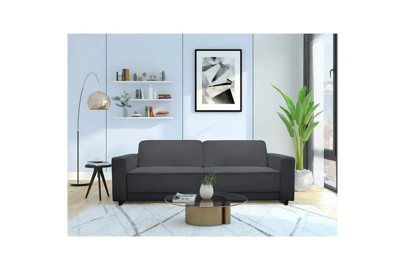 Bäddsoffa Allie Antracit, Cordoroy, 81x225x91 cm - Antracit, Cordoroy, 81x225x91 cm — Loft24