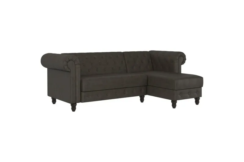 Bäddsoffa Felix 241x154x83 cm, Antracit, Mikrofiber/Trä/Metall - 241x154x83 cm, Antracit, Mikrofiber/Trä/Metall — Loft24