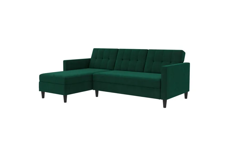 Bäddsoffa Hartford 213x153x82 cm, Grön, Sammet - 213x153x82 cm, Grön, Sammet — Loft24