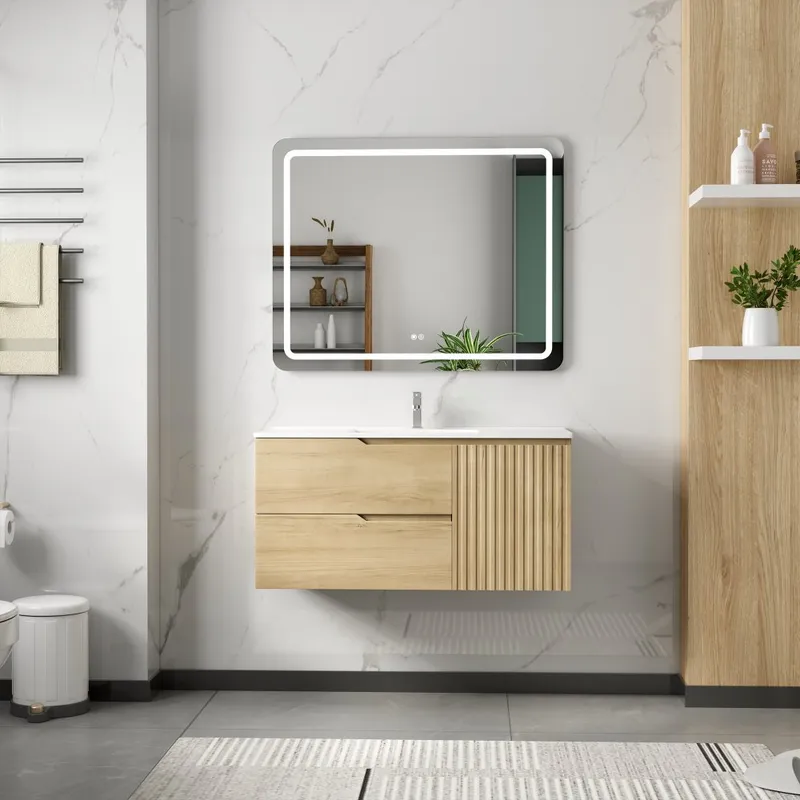Badrumsmöbelset 100 cm | LED-spegel med anti-fog | Milan — Lyfco