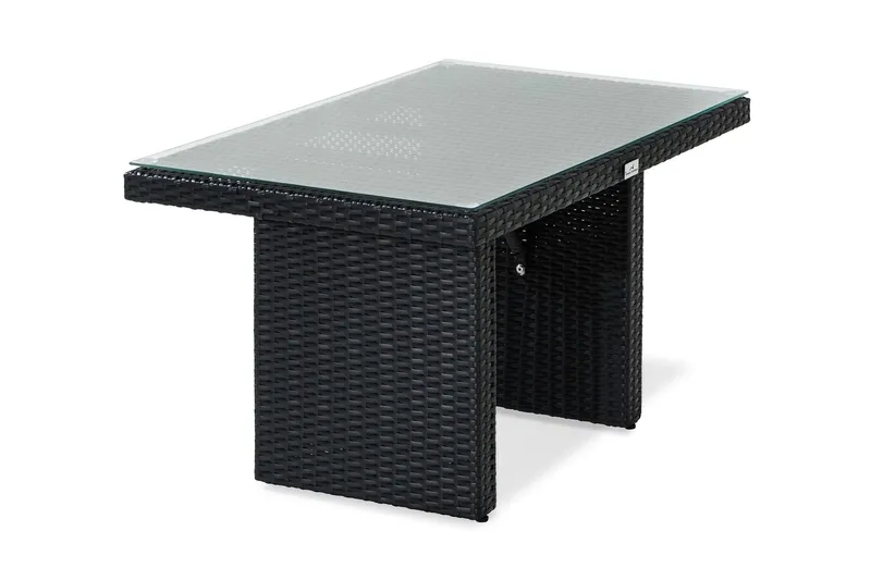 Bahamas Loungebord och Soffbord Utomhus 100 cm Konstrotting Glas - Svart — Comfort Garden