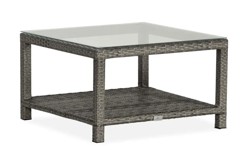 Bahamas Loungebord och Soffbord Utomhus 75 cm Konstrotting Glas - Grå — Comfort Garden