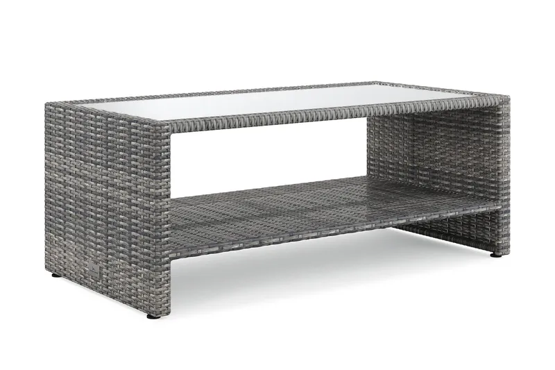 Bahamas Soffbord med hylla Utomhus 113 cm Konstrotting - Grå — Comfort Garden