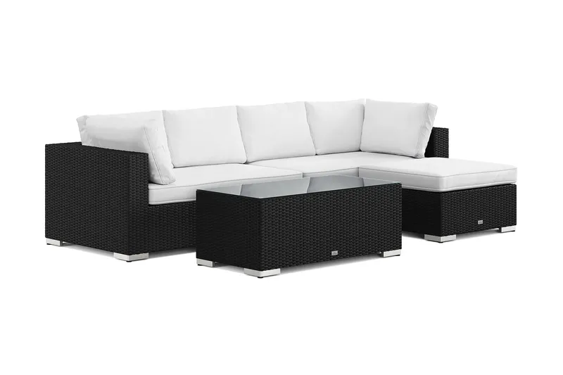 Bahamas utomhus divansoffa 5-sits med vändbar divan och bord - Svart — Comfort Garden