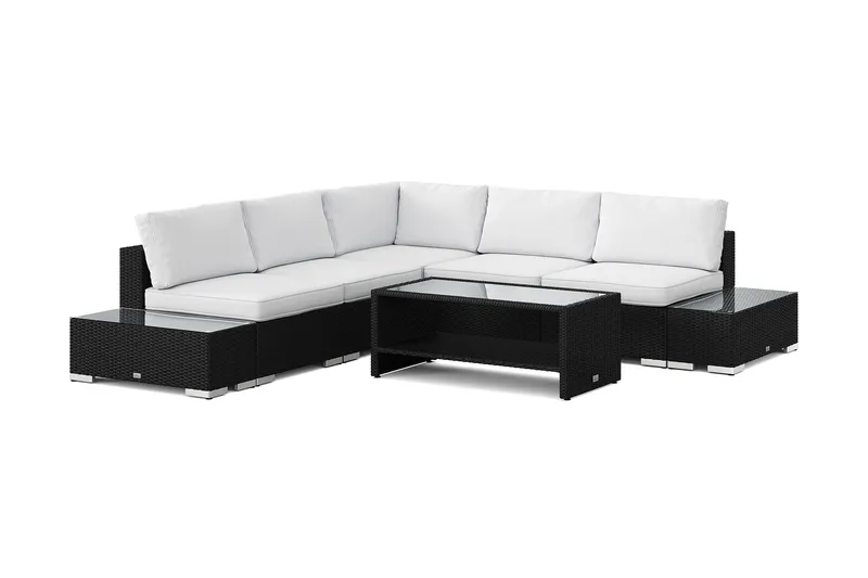 Bahamas utomhus hörnsoffa 5-sits vändbar med öppet avslut och bord med hylla - Svart (Art.nr 3117674) — Comfort Garden