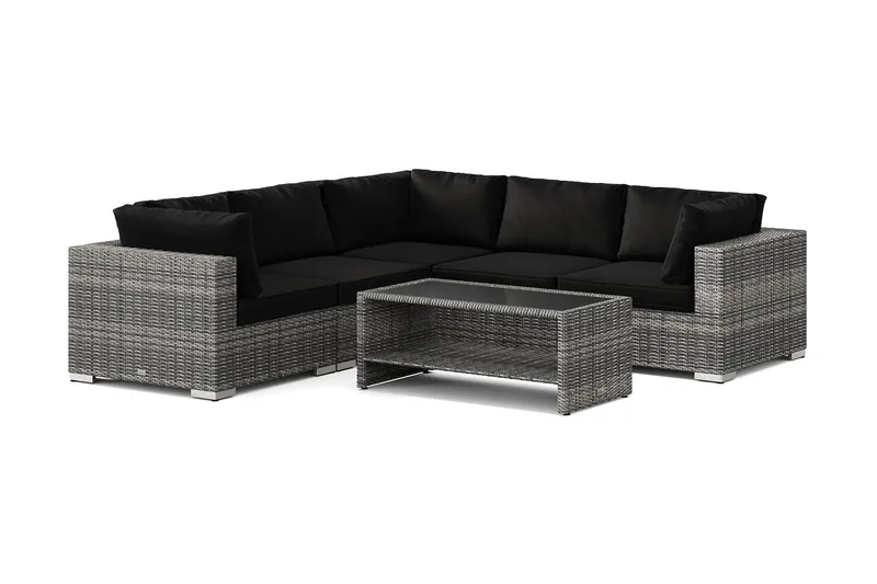 Bahamas utomhus hörnsoffa 5-sits vändbar och bord med hylla - Grå (Art.nr 3117656) — Comfort Garden