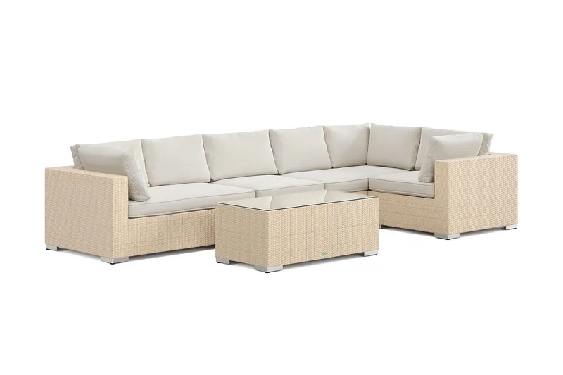 Bahamas utomhus hörnsoffa 6-sits vändbar med bord - Beige — Comfort Garden