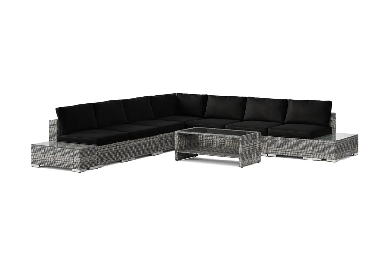 Bahamas utomhus hörnsoffa 7-sits vändbar med öppet avslut och bord med hylla - Grå (Art.nr 3117739) — Comfort Garden
