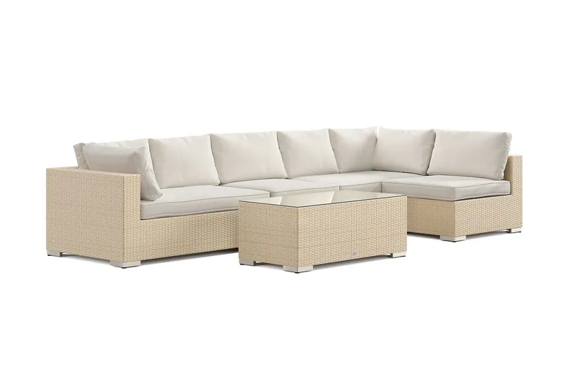 Bahamas utomhus loungegrupp 6-sits med vändbar schäslong och bord - Beige — Comfort Garden