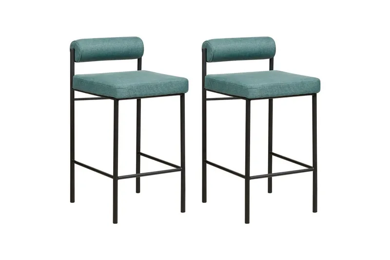 Barstol Amaya set om 2 Blågrön-Svart, Polyester - Blågrön-Svart, Polyester — Blågrön-Svart, Polyester