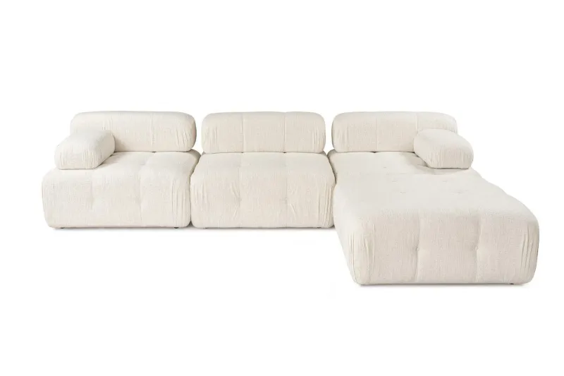 Belgin Bubblig Divansoffa 3-sits 315 cm med utfällbara armstöd och ryggstöd - Ljus / Beige — Andrarum