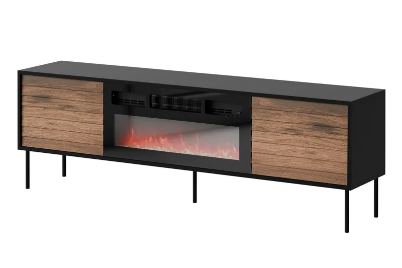 Belonger Tv-bänk 180 cm - Svart/Valnöt (Art.nr 3063358) — Svart/Valnöt