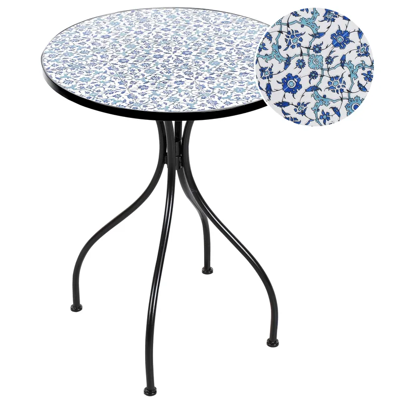 Bistrobord utomhus Chapeco 60 cm Järn - Svart/Blå/Vit — Svart/Blå/Vit