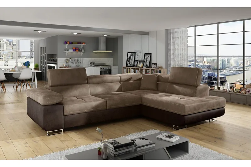 Bobis Bäddsoffa med Schäslong Höger - Brun — Brun