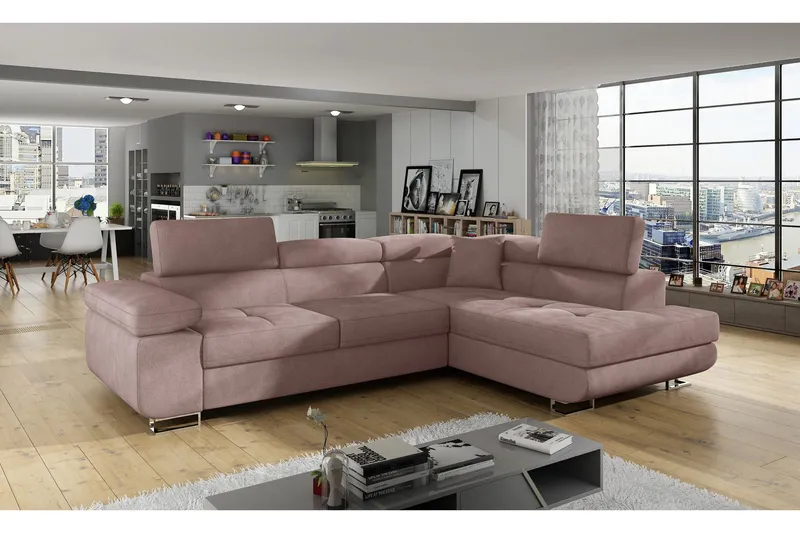 Bobis Bäddsoffa med Schäslong Höger - Rosa — Rosa